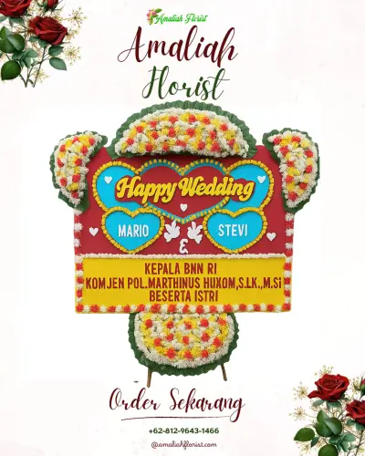Karangan Papan Bunga Pernikahan roa malaka